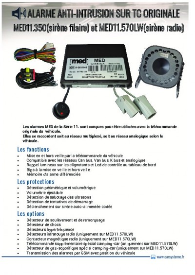 Alarme anti-intrusion sur TC originale - MED11.350 - MED11.570LW