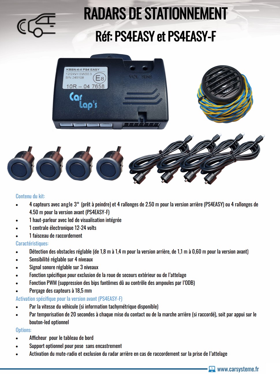 Radars de recul  Car Système Diffusion & Car Lap's